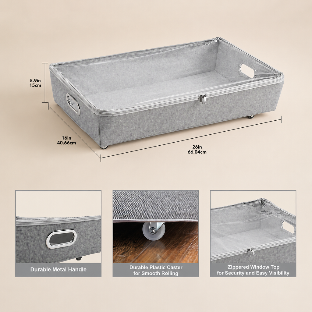 Rolling Under-Bed Storage Bin(3 Pack)
