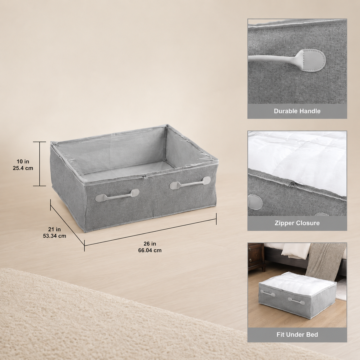 Underbed Zippered Storage Bin Set