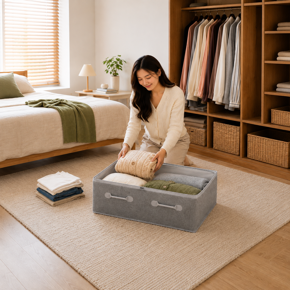 Underbed Zippered Storage Bin Set