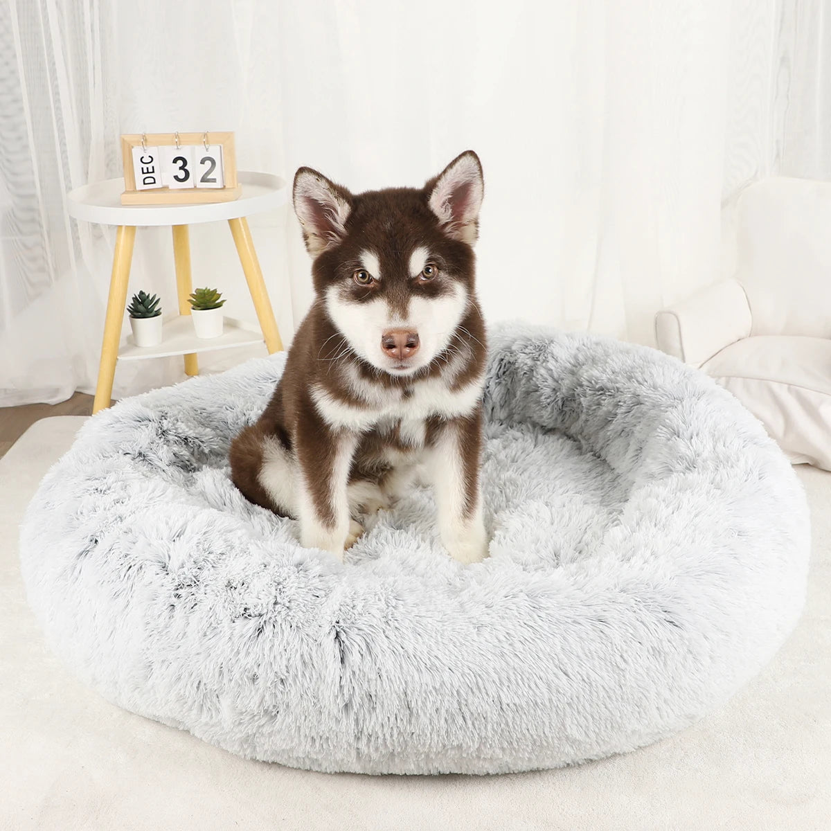 Round Plush Donut Pet Bed